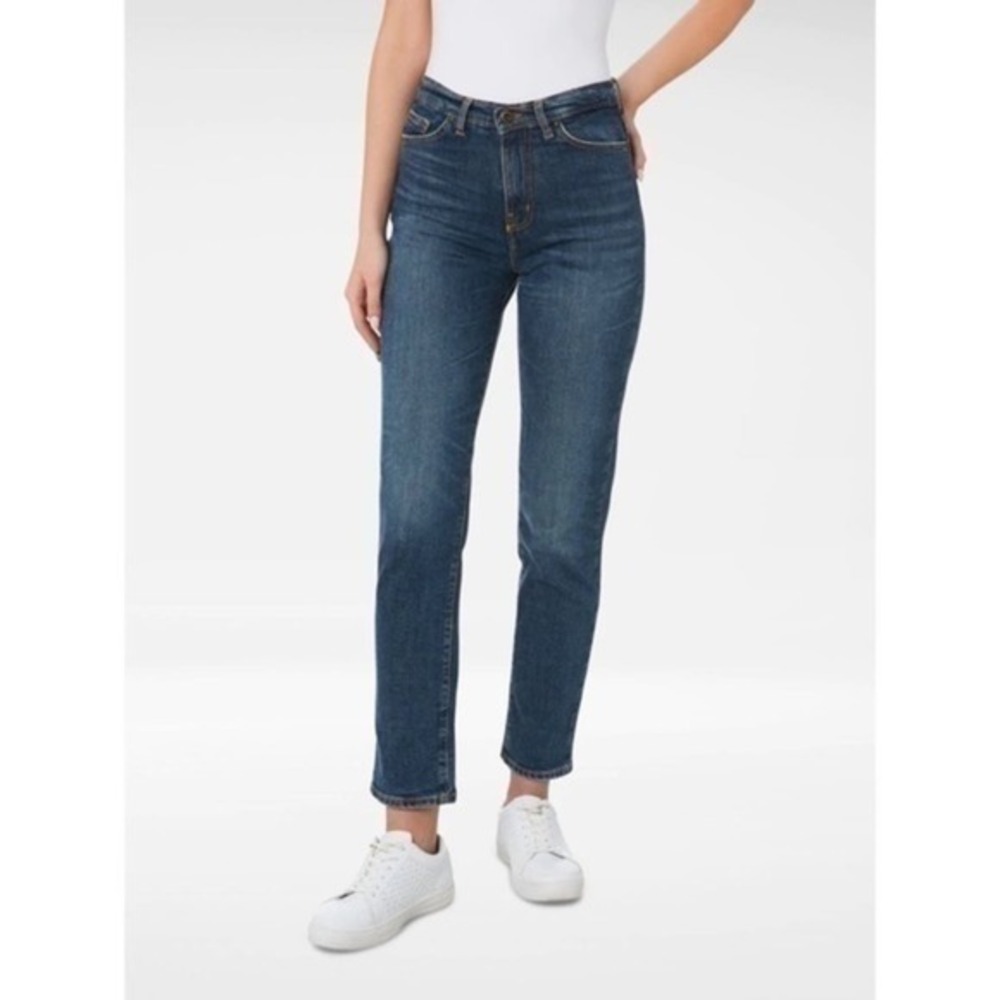 Outland Denim Abigail High Rise Slim Tapered Denim Jeans in Dakota Blue 25 NWT